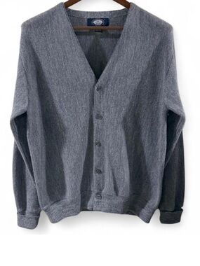 VTG Men’s Dupont Orlon Heather Blue Button-Up Cardigan Size Large